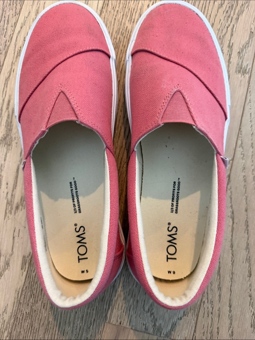 Toms Pink Canvas Slip-On Moccasins
